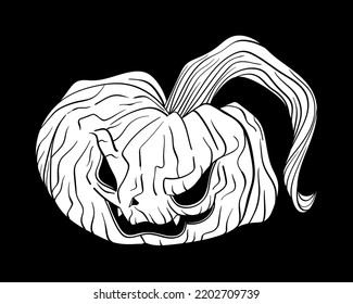 Pumpkin Lantern With Evil Grin In Inked Style