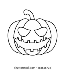 Pumpkin lantern icon in outline style isolated on white background. Halloween symbol vector illustration