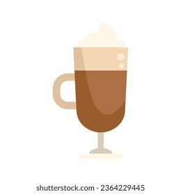 Pumpkin latte icon flat vector. Cup glass. Cream view isolated