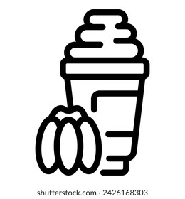 Pumpkin latte icon outline vector. Frappe iced. Drink recipe food