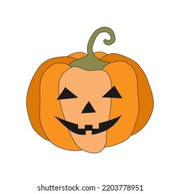 Pumpkin with a laughing face. Halloween design Element. vector illustration