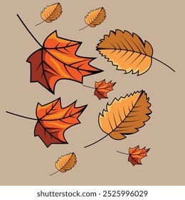 pumpkin leaf falling vector design