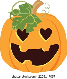 Pumpkin with leaf for Halloween. Vector illustration