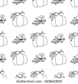 Pumpkin and leaf on white background, halloween, pattern