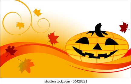 pumpkin with leaves