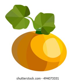 Pumpkin with leaves.