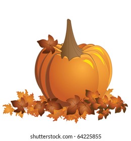 Pumpkin and leaves