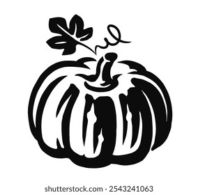 Calabaza con hojas. Emblema o símbolo para Halloween o Acción de Gracias