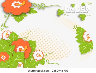 Pumpkin leaves, paper cut style. Abstract Background, vector illustration for graphic, print, fabric pattern, card, product,