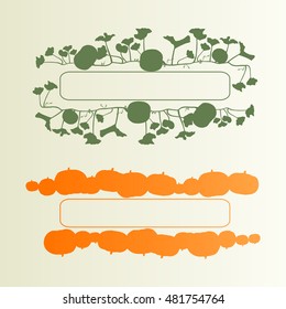 Pumpkin leaves plant vintage vector background card illustration