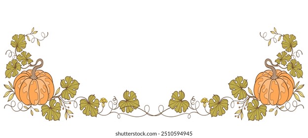 pumpkin with leaves vector illustration