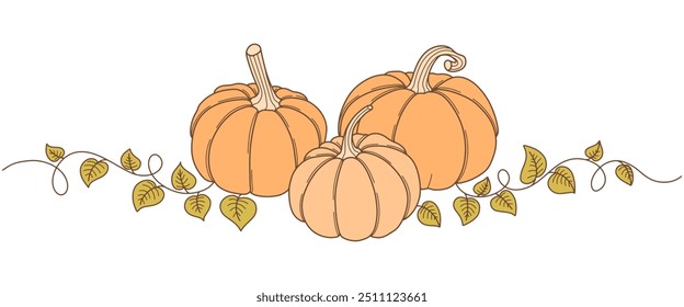 Calabaza con hojas Ilustración vectorial