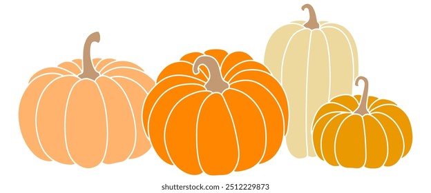 Pumpkin with leaves vector illustration