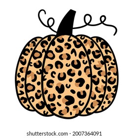 Pumpkin Leopard. Happy Halloween. Vector illustration. Isolated on white background. Good for posters, t shirts, postcards.