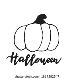 Pumpkin lettering Halloween isolated on white background. Concept Of Halloween.
