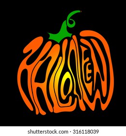 Pumpkin lettering for Halloween on a background. Vector. EPS