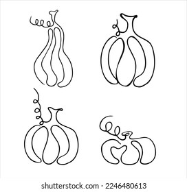 Pumpkin line art. Autumn harvest, thanksgiving and halloween attributes Coloring Vector illustration