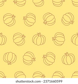 El arte de la línea de calabaza es un patrón sin fisuras. Adecuado para fondos, papel pintado, telas, textiles, papel de envoltura, materiales impresos y muchos más.