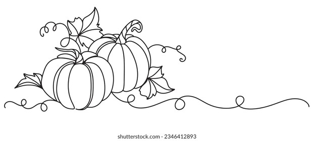 Pumpkin line art style vector illustration