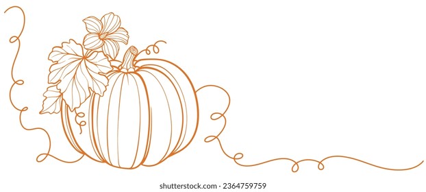 Pumpkin line art style vector illustration