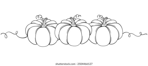 Pumpkin line art style vector illustration