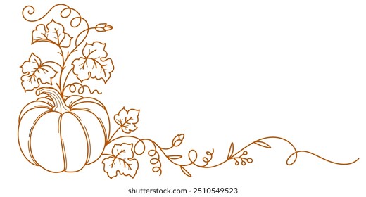 Ilustración vectorial de estilo de arte de línea de calabaza