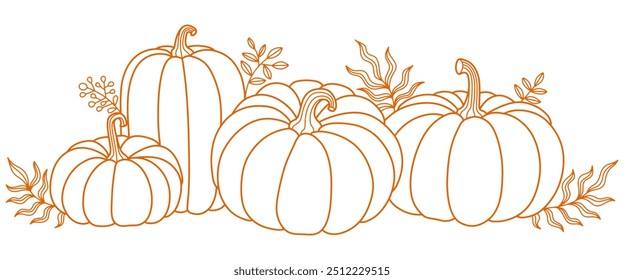 Ilustración vectorial del estilo del arte de la línea de la calabaza, Vector eps