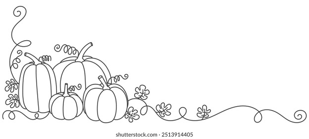 Pumpkin line art style vector illustration