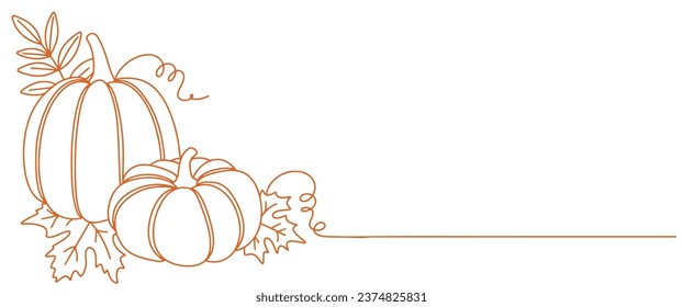 Pumpkin line art vector illustration