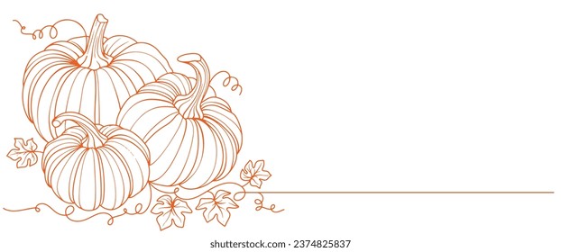Pumpkin line art vector illustration