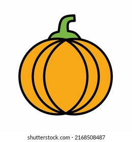 Icono de línea de calabaza en estilo lineal de color aislado en fondo blanco. Símbolo pictograma e ilustración del logotipo. Vector delgado de línea negra.