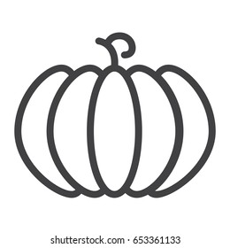 Pumpkin line icon, fruit and vegetable, vector graphics, a linear pattern on a white background, eps 10.