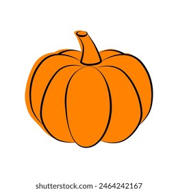 Pumpkin line icon. Pumpkin for Halloween or Thanksgiving. Flat vector orange icon for apps and websites