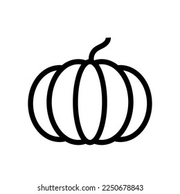 Pumpkin line icon isolated on white background. Black flat thin icon on modern outline style. Linear symbol and editable stroke. Simple and pixel perfect stroke vector illustration.