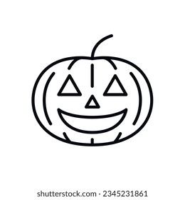 Pumpkin line icon. Jack o Lantern icon isolated on white background.  Outline vector illustration from halloween collection. Halloween line icon. Vector illustration 