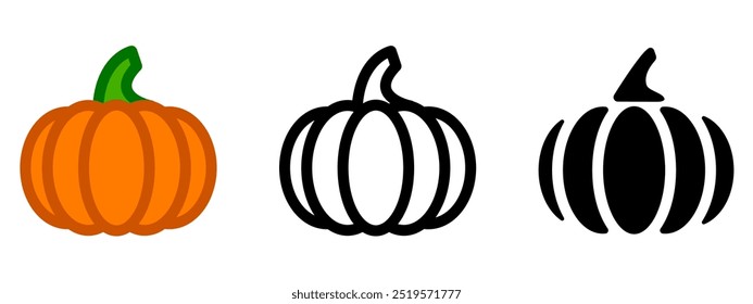 Pumpkin line icon. Orange squash sign. Halloween or Thanksgiving symbol. Autumn decoration design.