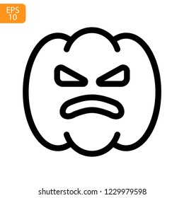 Pumpkin line icon, outline vector sign, linear style isolated on white. Halloween holiday symbol, logo illustration. Editable stroke