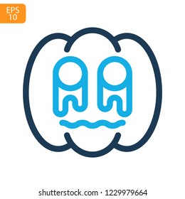 Pumpkin line icon, outline vector sign, linear style isolated on white. Halloween holiday symbol, logo illustration. Editable stroke