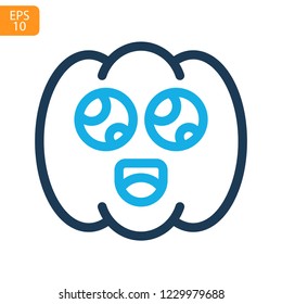 Pumpkin line icon, outline vector sign, linear style isolated on white. Halloween holiday symbol, logo illustration. Editable stroke
