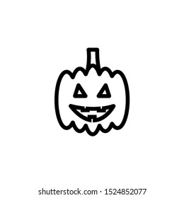 Pumpkin line icon, outline vector sign, linear style pictogram isolated on white. Halloween holiday symbol, logo illustration. Editable stroke