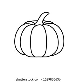 Pumpkin line icon, outline vector sign, linear style pictogram isolated on white. Halloween holiday symbol, logo illustration. Editable stroke