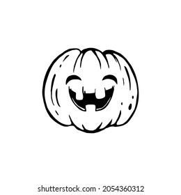 Pumpkin line icon, outline vector sign, linear style pictogram isolated on white. Halloween holiday symbol.Vector illustration