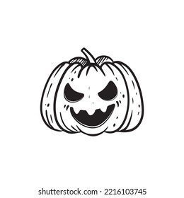 Icono de línea de calabaza, signo de vector de contorno, pictograma de estilo lineal aislado en blanco. Símbolo de feriado de Halloween.Ilustración vectorial