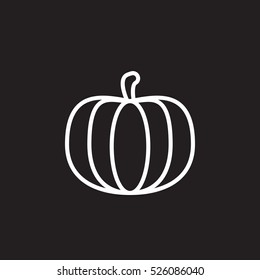 Pumpkin line icon, outline vector sign, linear pictogram isolated on black. logo illustration