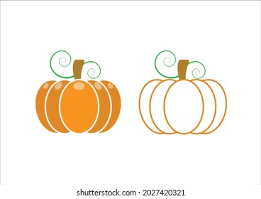 Pumpkin line icon set on white background.vector illustration