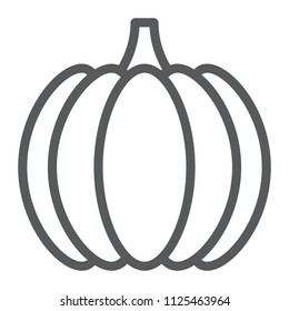 Pumpkin line icon, vegetable and vitamin, vegetarian sign, vector graphics, a linear pattern on a white background, eps 10.