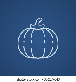 Pumpkin line icon for web, mobile and infographics. Vector light blue icon isolated on blue background.