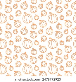 pumpkin line icons seamless pattern