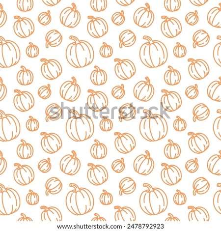 pumpkin line icons seamless pattern