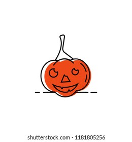 Pumpkin linear icon. Linear icon for concept design. Pumpkin outline vector symbol.  Pumpkin flat. Old icon. Halloween icon.